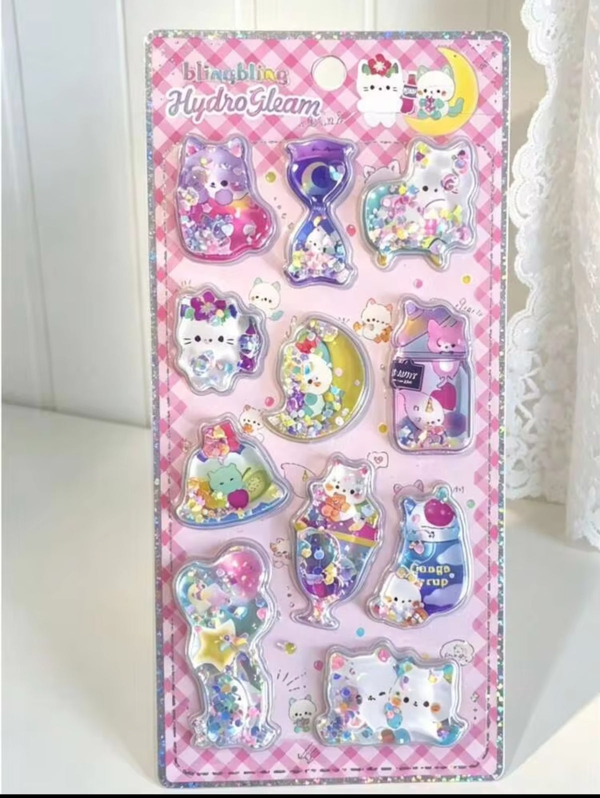 3D water-filled glitter shaker epoxy stickers