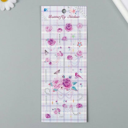 Pinteresty stickers single sheet with rhinestones ribbon n floral series