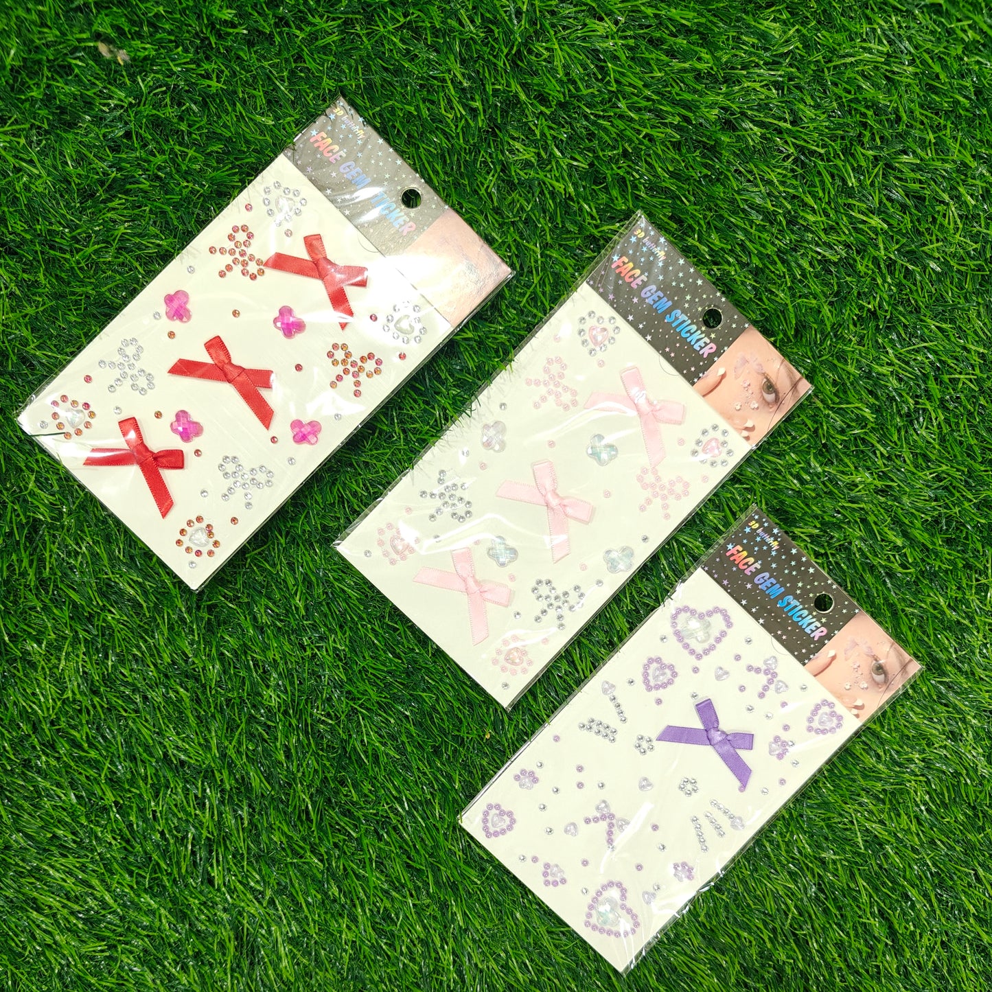 Bow stickers with jewels for face, body, nails, hair rhinestones