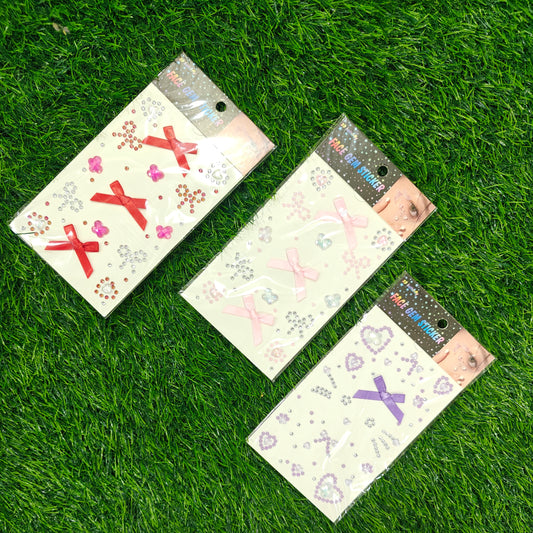 Bow stickers with jewels for face, body, nails, hair rhinestones