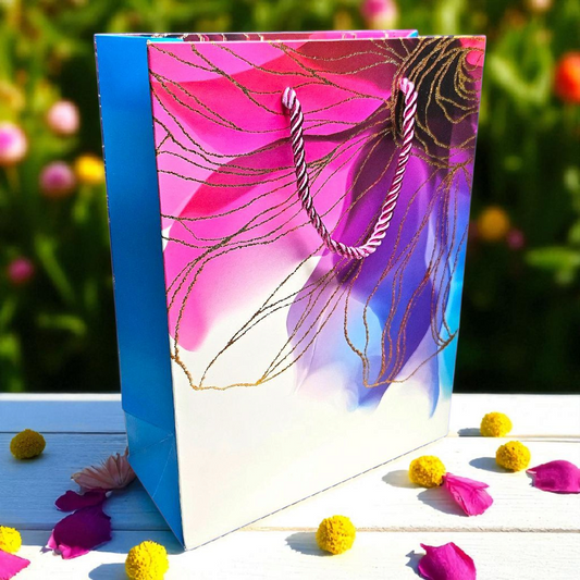 Floral goodie bag with golden outline