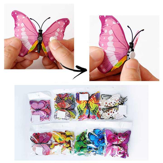 Magnetic and sticker multi color butterfly 12pcs