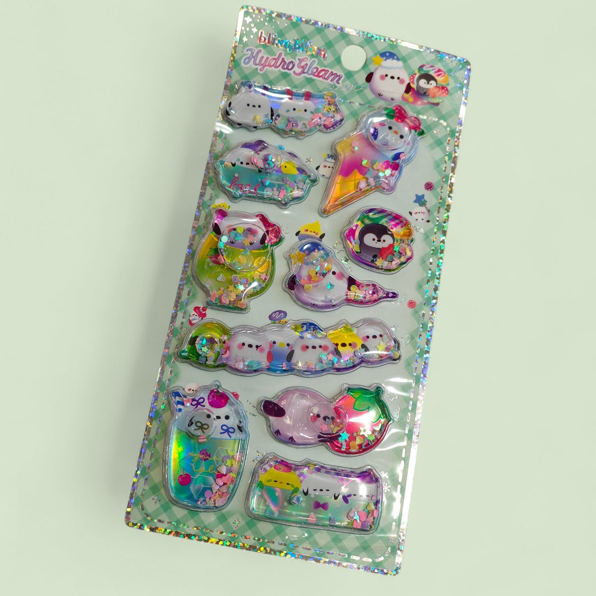 3D water-filled glitter shaker epoxy stickers