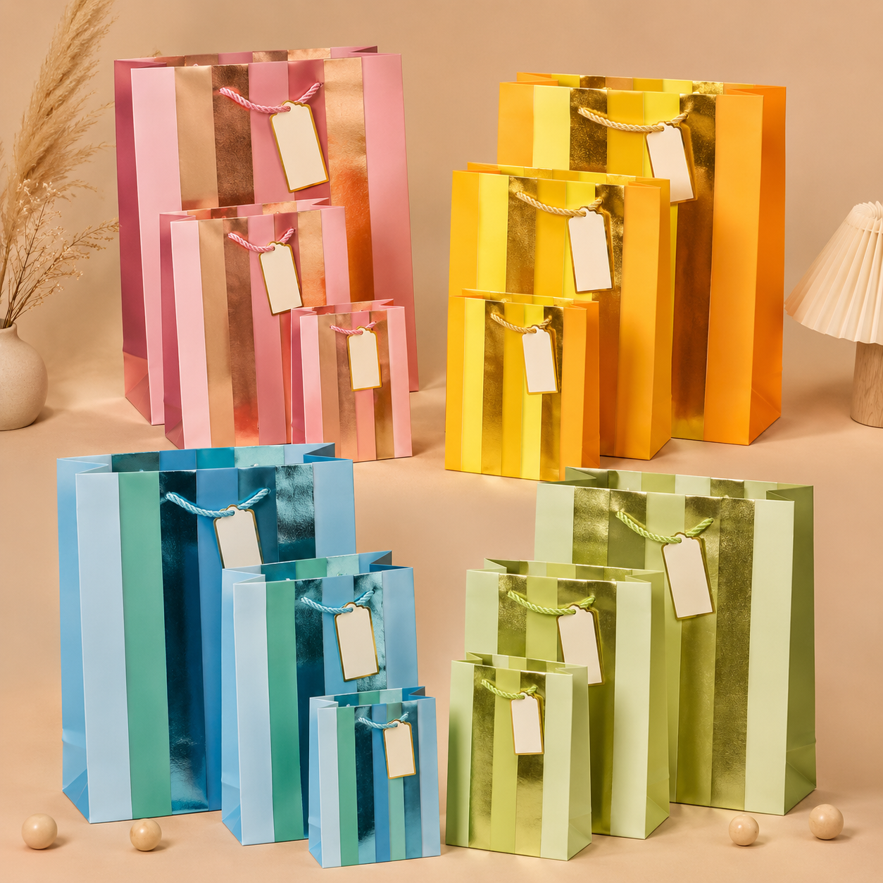 Luxe foil Stripe Gift Bags  (FSBS) (FSBM)