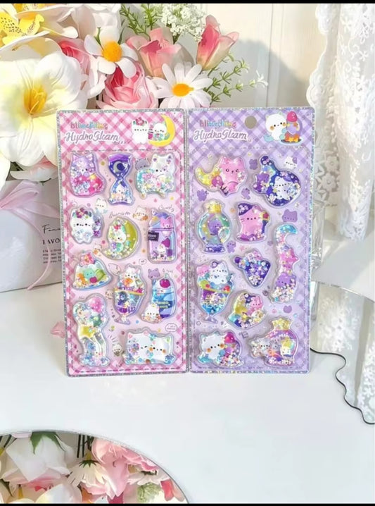 3D water-filled glitter shaker epoxy stickers