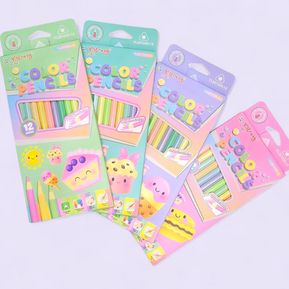 Pastel Color Pencils 12 Pcs Card Board