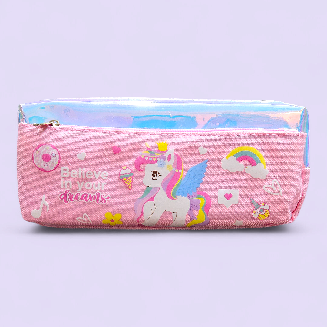 Zipper Fabric Pencil Pouch Unicorn(Geometry Case)# 68116