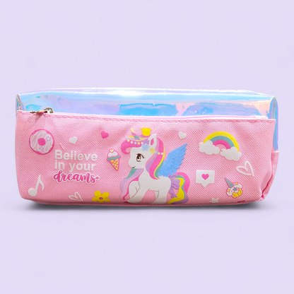 Zipper Fabric Pencil Pouch Unicorn(Geometry Case)# 68116
