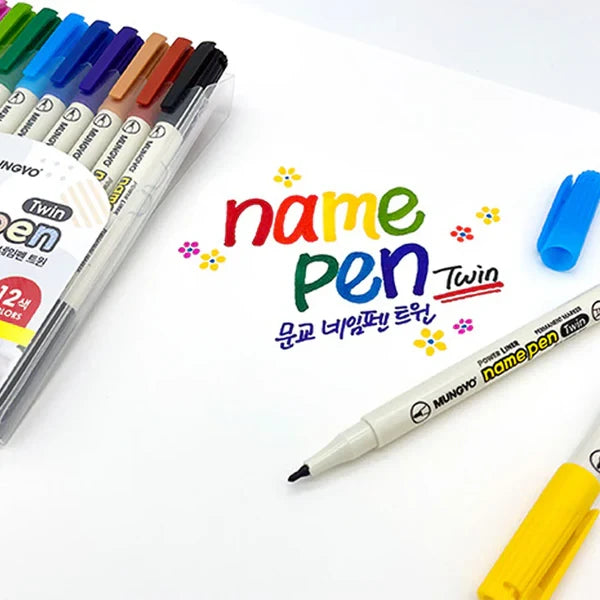 Mungyo Name Pen Permanent Marker Twin Swt of 12. (1mm - 2.25mm)