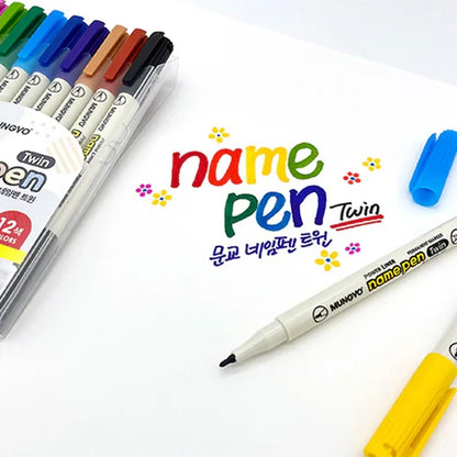 Mungyo Name Pen Permanent Marker Twin Swt of 12. (1mm - 2.25mm)
