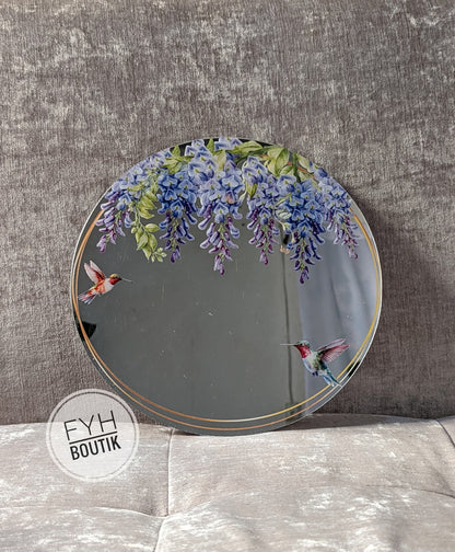Mirror sticker with printed borders 15cm diameter