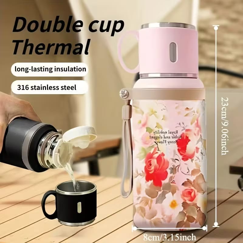 Peony thermos insulated stainless steel cup