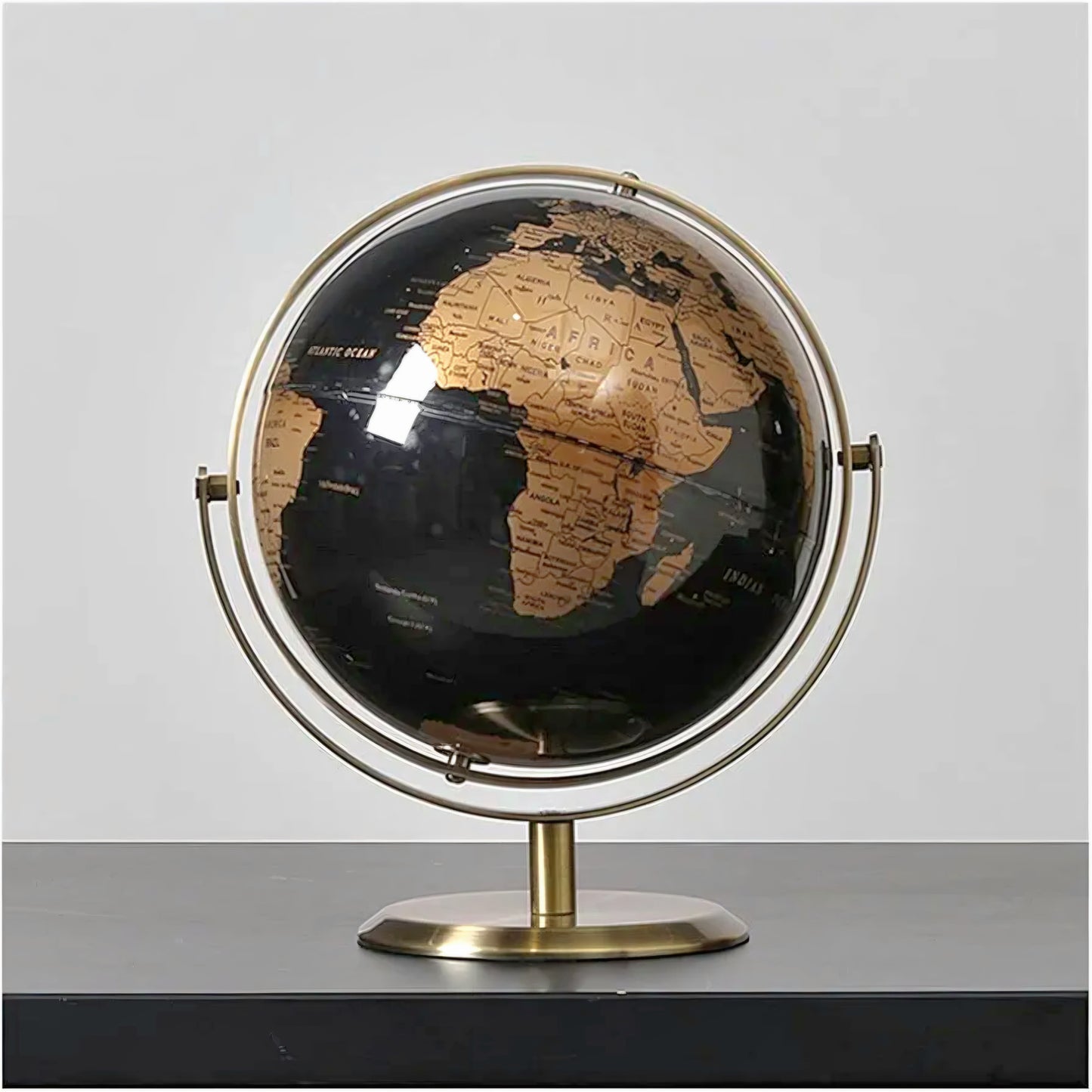 World Globe 20Cm (8") Black & Cooper Fine Metal Base