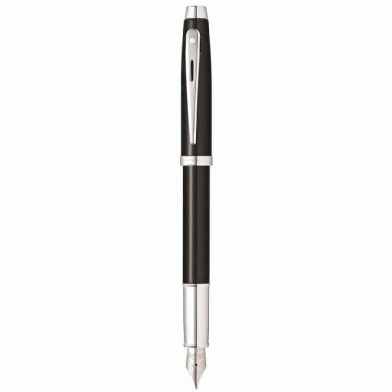 Sheaffer Sh100 Black Lacquer/Chrome Plate Fountain Pen 9338