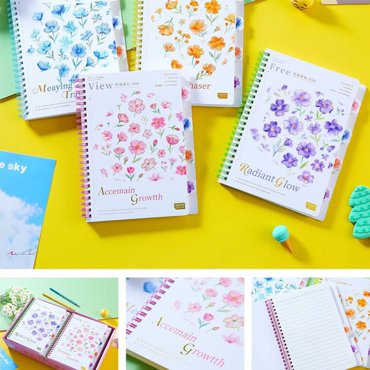Floral A5 spiral notebook with separtors