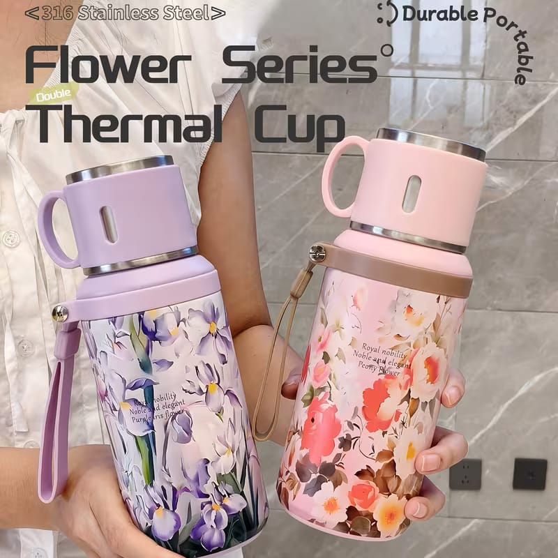 Peony thermos insulated stainless steel cup