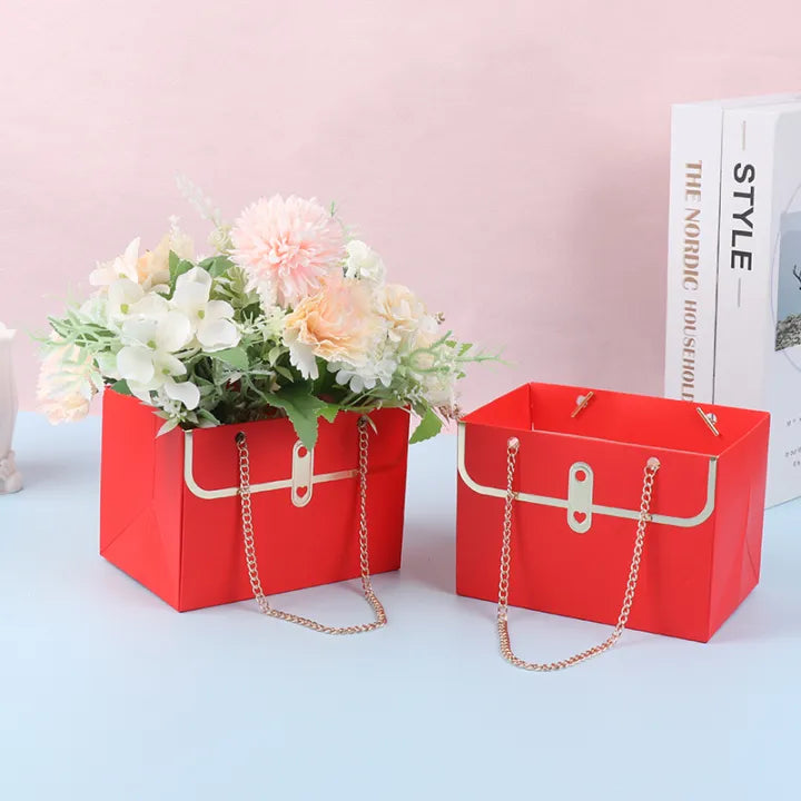Multipurpose Gift bags / flower gift box with golden chain (removable flower stand from inside)
