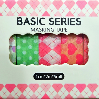Washi Tape basic series 1 cm size of 5 rolls