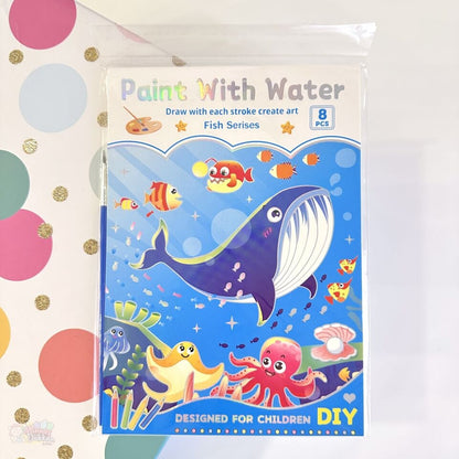 DIY water paint coloring book with brush and detachable pages