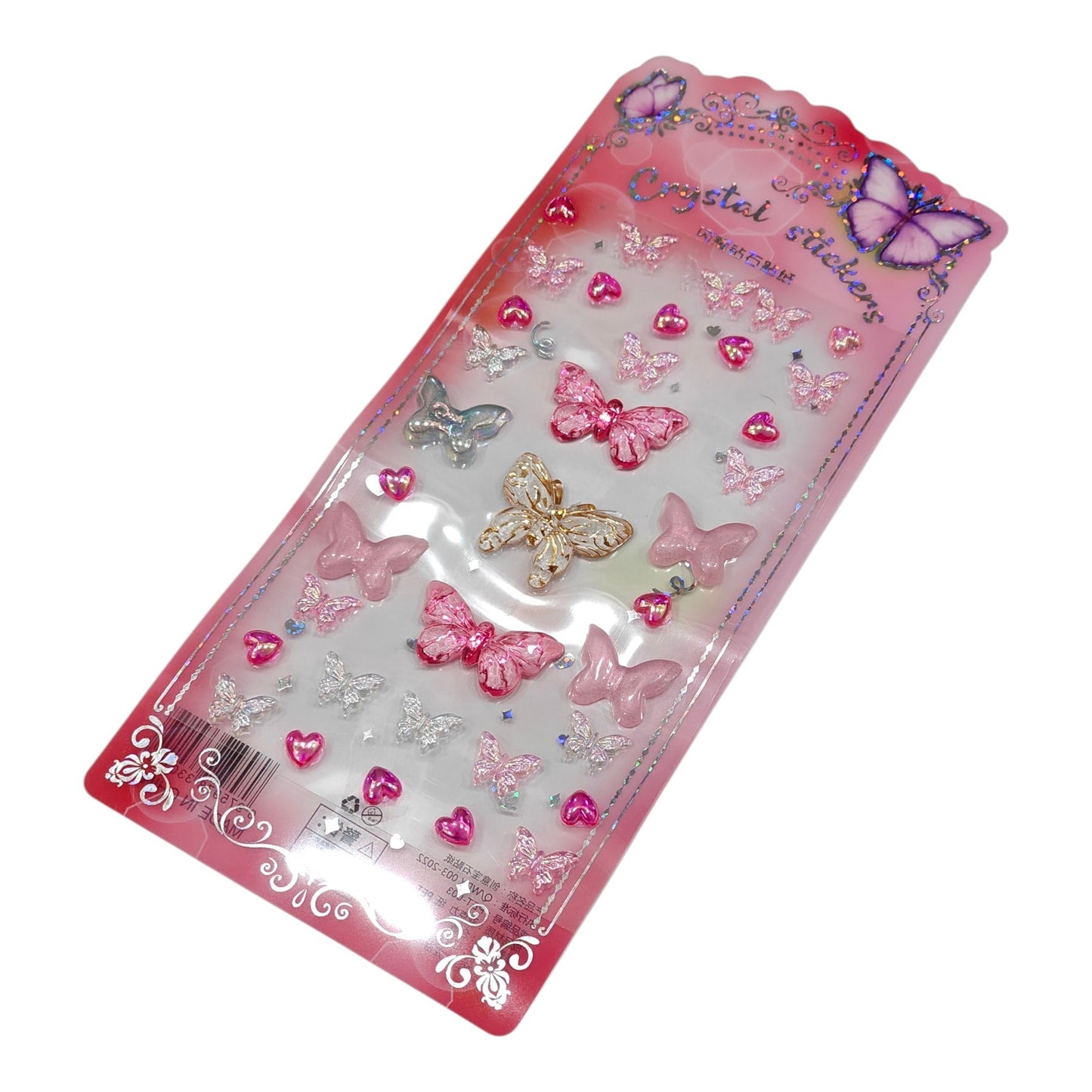 Butterfly gemstone crystal stickers DIY nails, face & body