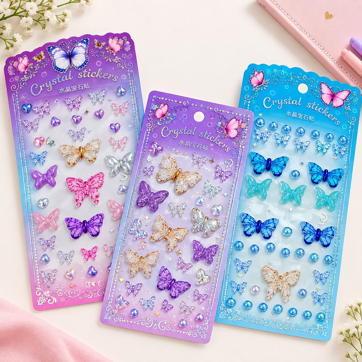 Butterfly gemstone crystal stickers DIY nails, face & body