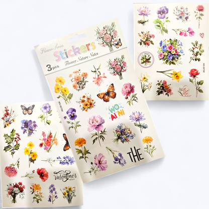 3 floral sticker sheets