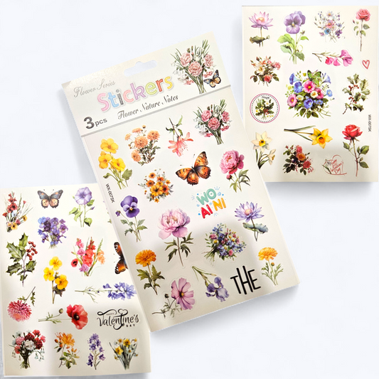 3 floral sticker sheets