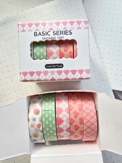 Washi Tape basic series 1 cm size of 5 rolls