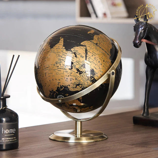 World Globe 20Cm (8") Black & Cooper Fine Metal Base