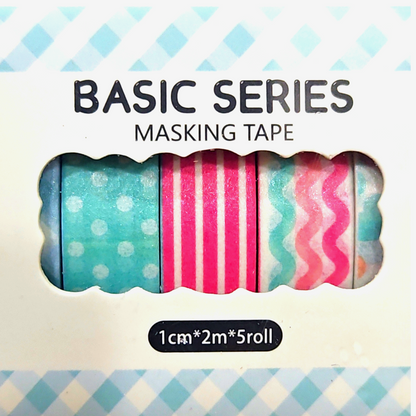 Washi Tape basic series 1 cm size of 5 rolls