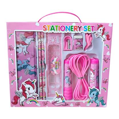Kids stationery gift set with skipping rope