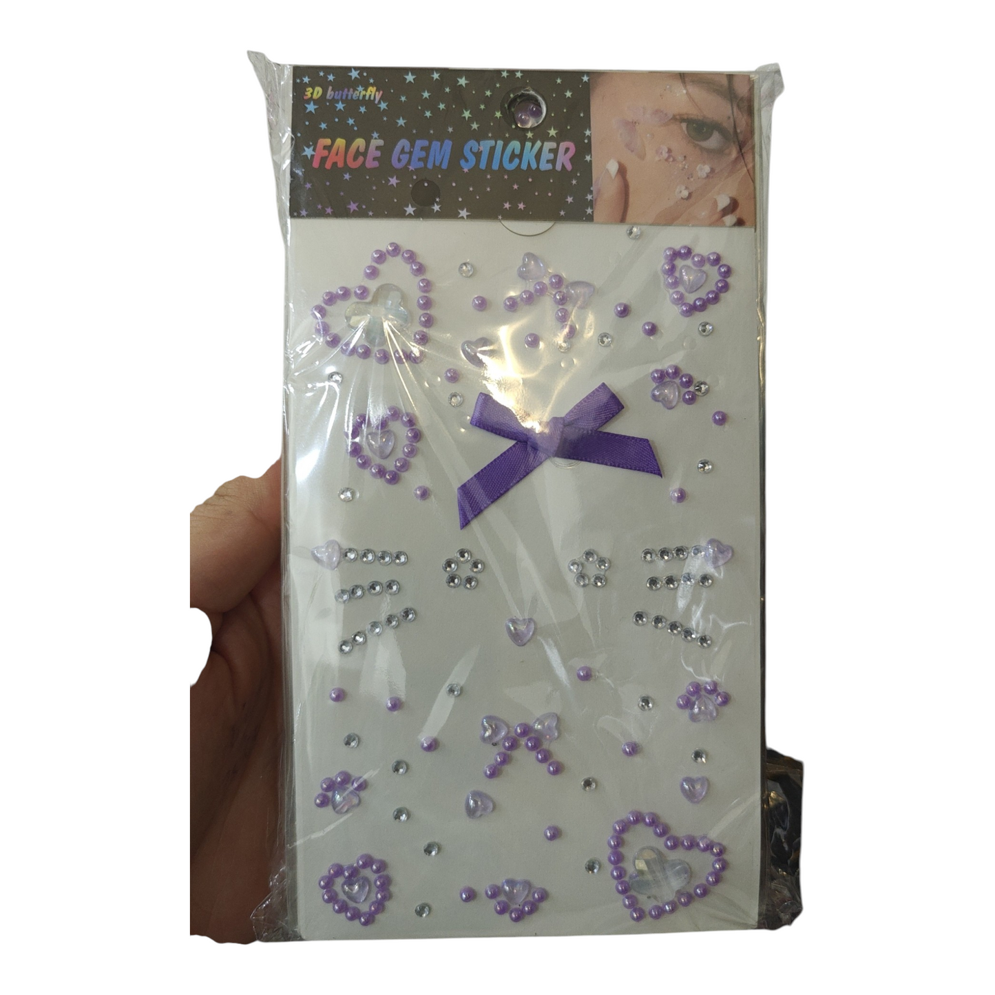 Bow stickers with jewels for face, body, nails, hair rhinestones