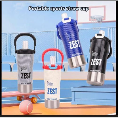 ZEST 800ml Portable Sports Insulated Straw Tumbler – Hot & Cold Vacuum Flask