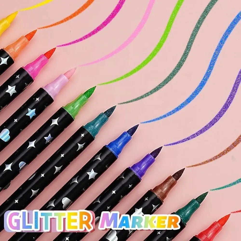Injoy 12 Dual Tip Glitter Markers (686-12)