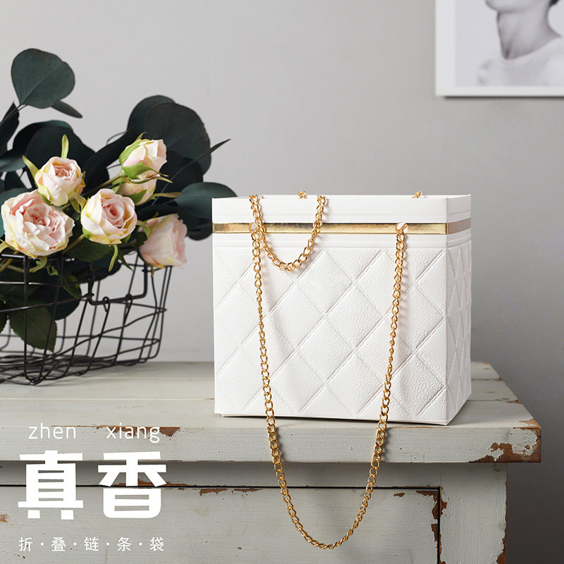Multipurpose Gift bags / flower gift box with golden chain (removable flower stand from inside)
