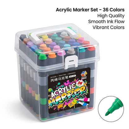 Dual-Tip Acrylic Markers for Multi-Surface Use (huihuajia)