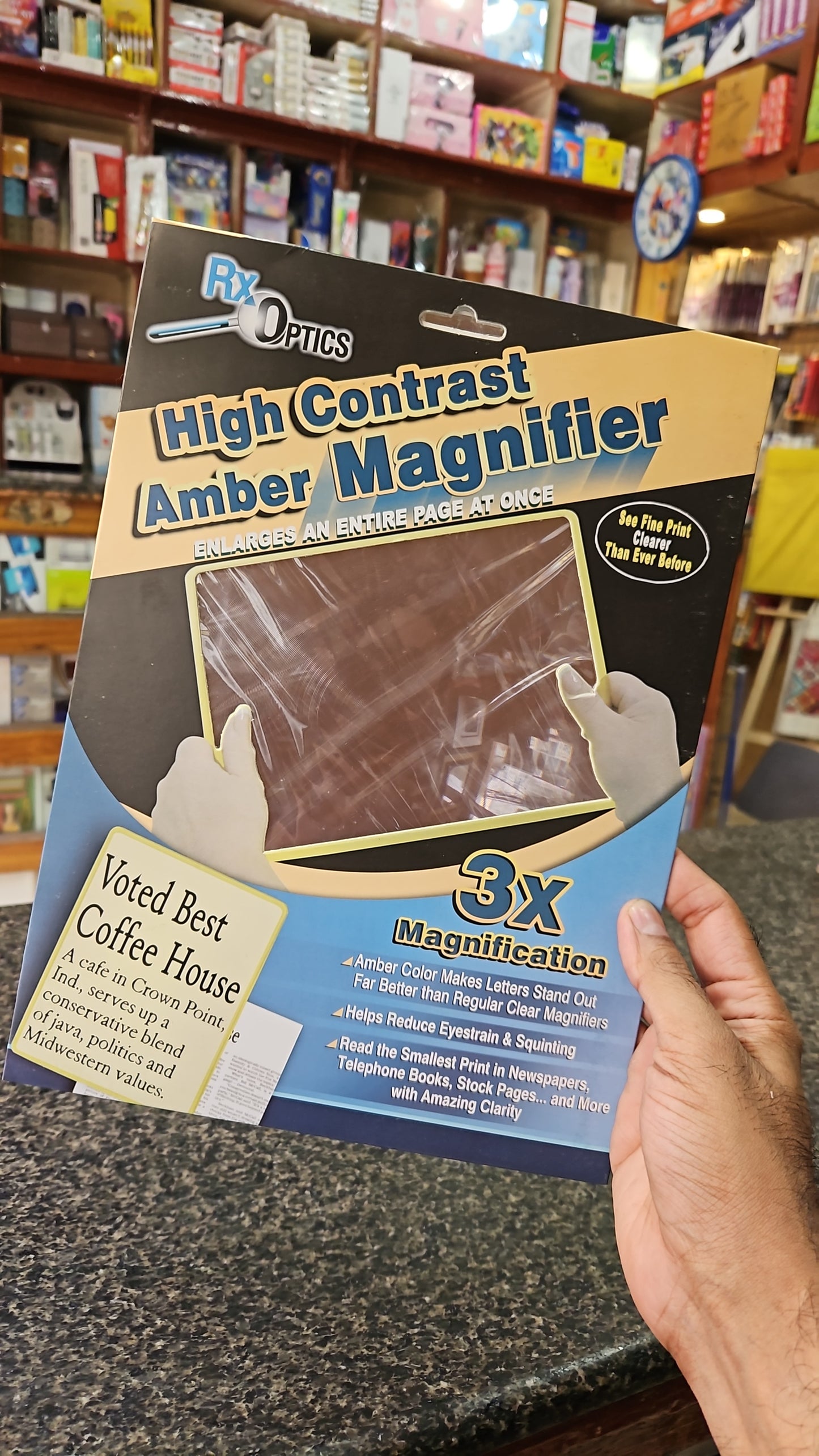 High Contrast Amber Magnifier A4 Size ( 3X zoom)