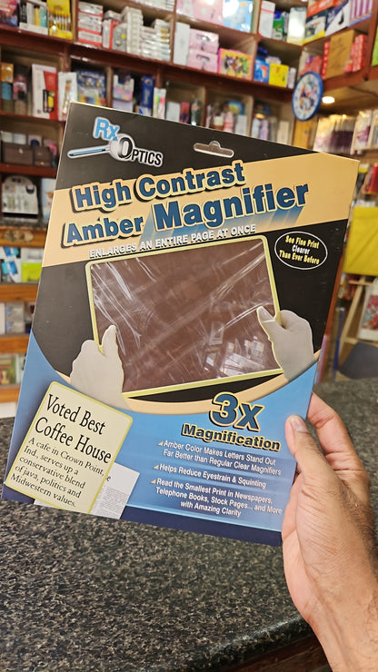 High Contrast Amber Magnifier A4 Size ( 3X zoom)