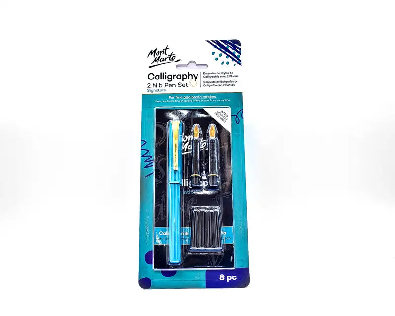 Mont marte calligraphy pen 2 nibs set with 8 pcs