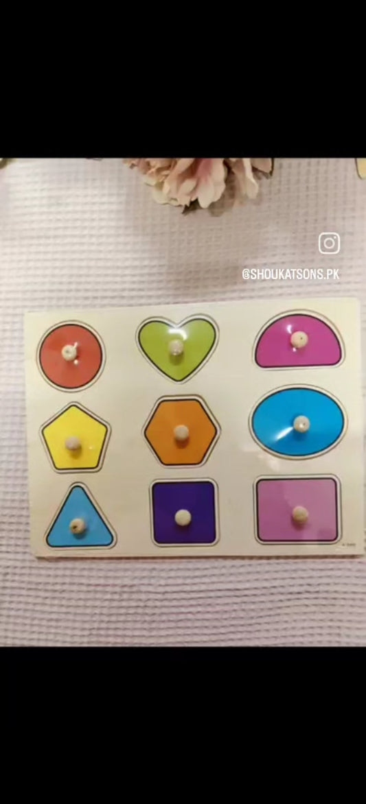Basic shapes wooden peg board
