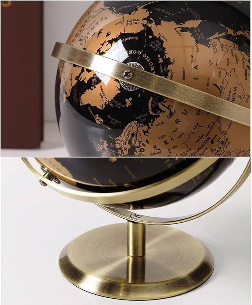World Globe 20Cm (8") Black & Cooper Fine Metal Base