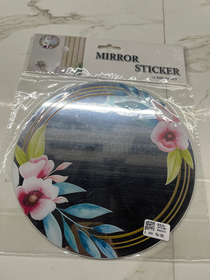 Mirror sticker with printed borders 15cm diameter