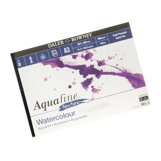 Daler Rowney Aquafine Watercolor Pad – 12 Sheets 300gsm Textured Paper (COLD PRESSED)