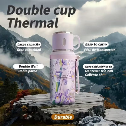 Peony thermos insulated stainless steel cup