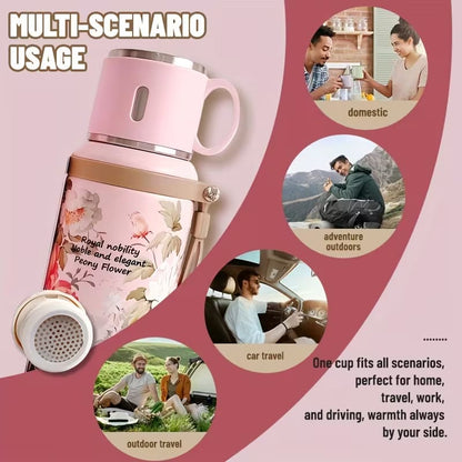 Peony thermos insulated stainless steel cup
