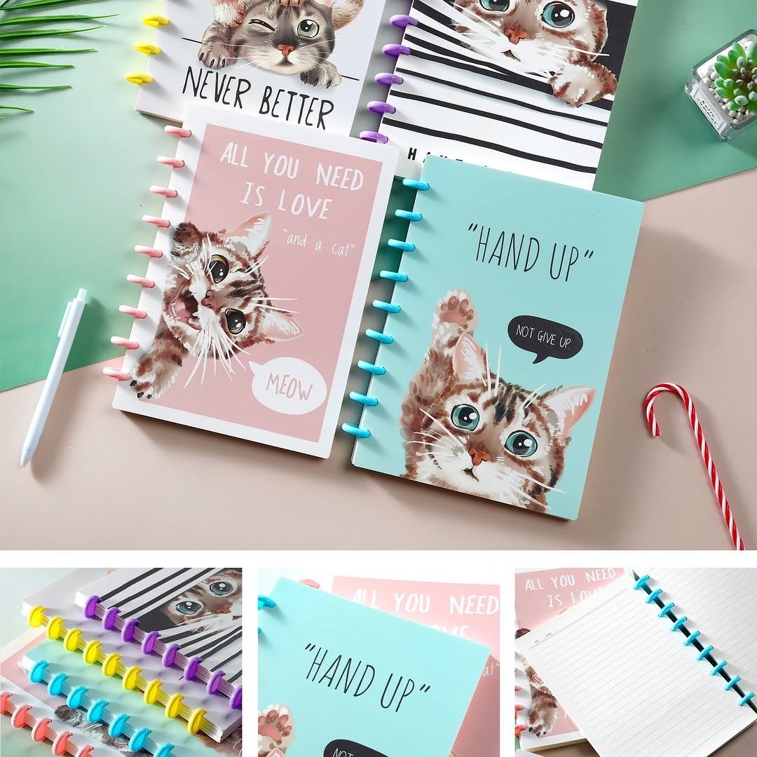 A5 large spiral cat notebook (# 1000)