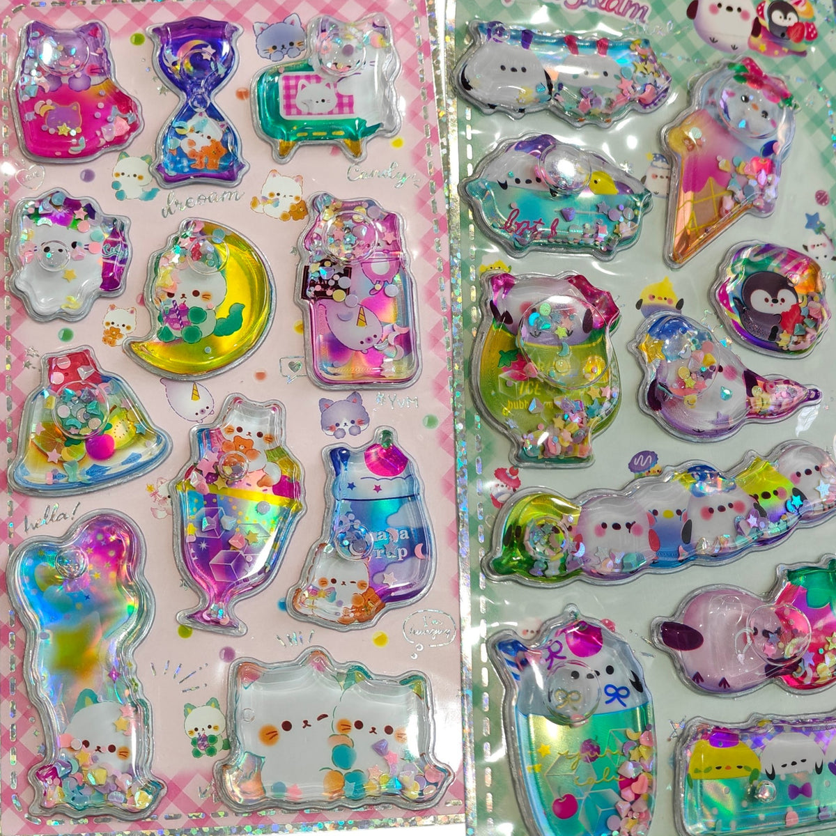 3D water-filled glitter shaker epoxy stickers