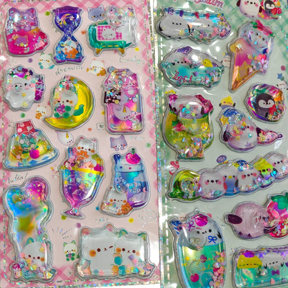 3D water-filled glitter shaker epoxy stickers