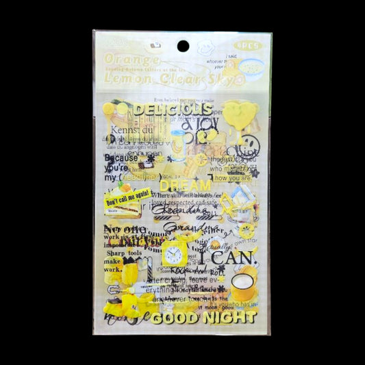4 sticker sheets in lemon yellow theme