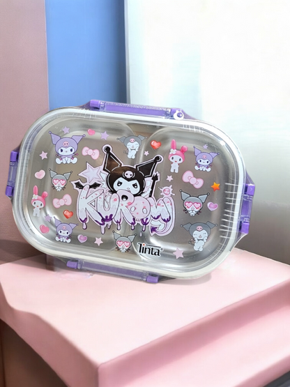 Kuromi stainless steel lunch box with 2 comaprtments
